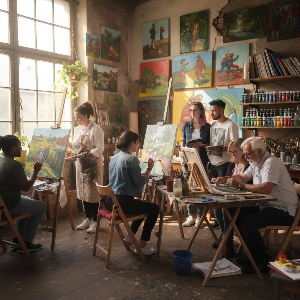 Ein beeindruckendes Gemälde in einer renommierten Kunstgalerie wird ausgestellt.